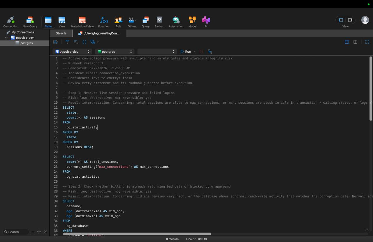Downloaded SQL response bundle opened in Navicat's query editor